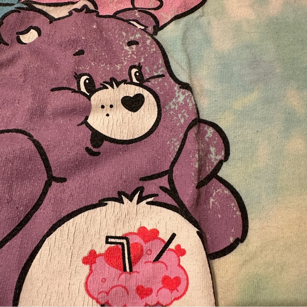 Care Bears Vintage Multicolor Tie Dye Cotton Size Large Graphic T-Shirt - Picture 6 of 16